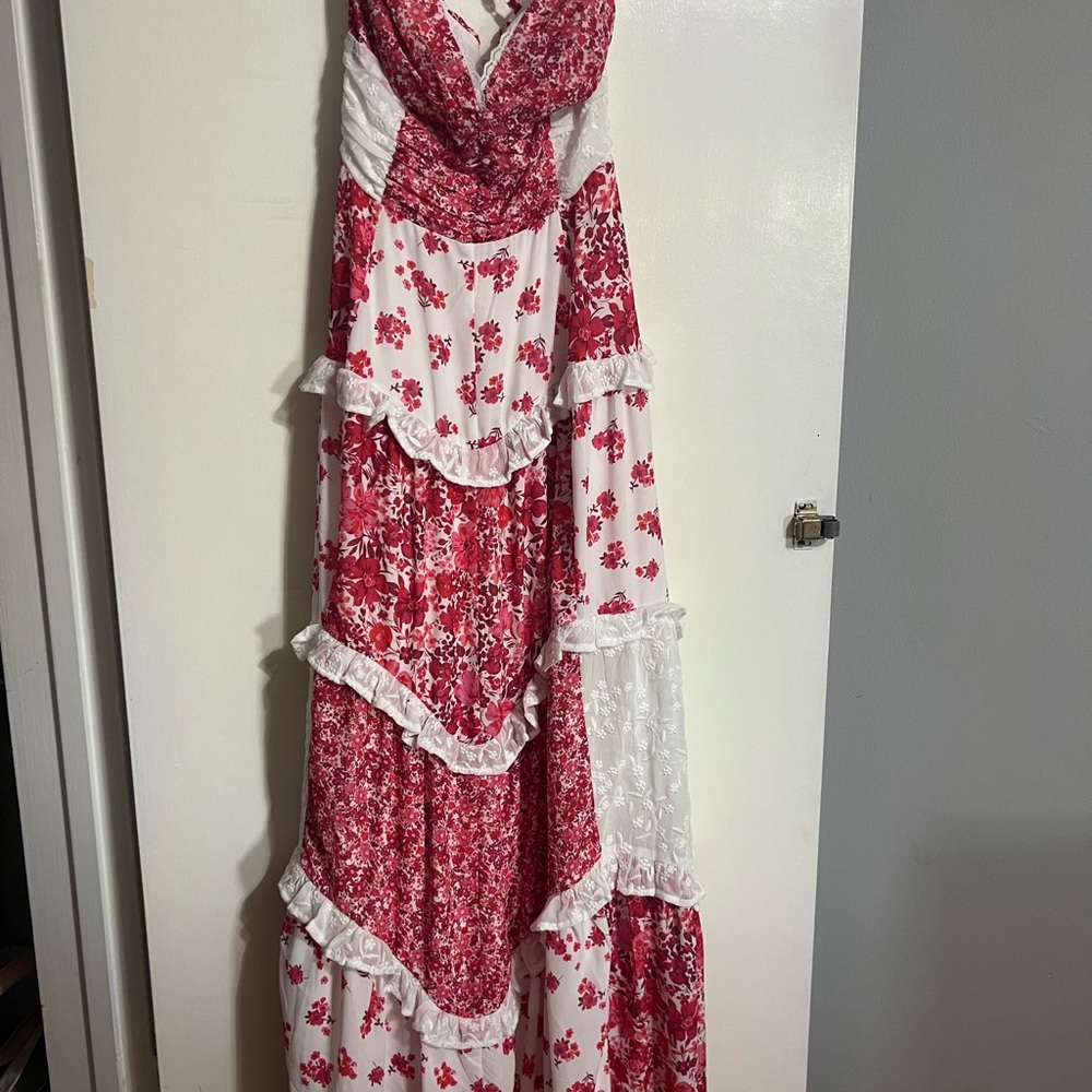 Altar'd State Red and White Floral Dress